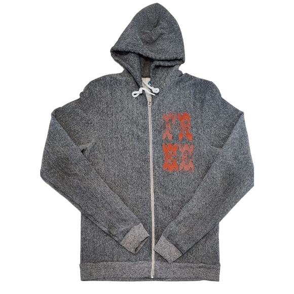Ando & Friends Mens Gray Zip Hoodie Size M Andy Davis ' FREE ' Hoody Rare Y2K CA